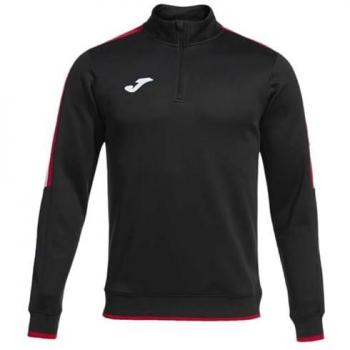 Sudadera de running Joma Olimpiada hombre negra y roja con media cremallera