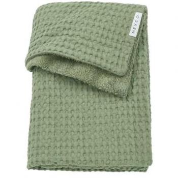 Manta de bebé Waffle Teddy verde oliva 75x100 cm unisex