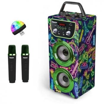 Karaoke Infantil Bluetooth con 2 Micrófonos Inalámbricos y Radio FM - Trendix Neon World