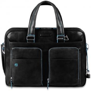 Piquadro Black Handbag Ss18 - Unisex, Size: ONE SIZE, Color: Black; Piquadro Laptop Bags & Cases - Unisex, Size: ONE SIZE, Color: Black; Piquadro Blue Square Briefcase Leather