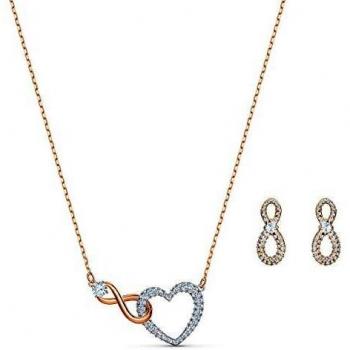 Swarovski Conjunto Infinity Heart, Blanco, combinación de Acabados metálicos