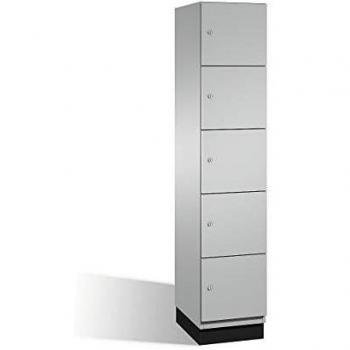 Armario de compartimentos bajo llave Cambio C+P, 5 secciones, puertas de acero, color blanco aluminio, dimensiones B 400 mm