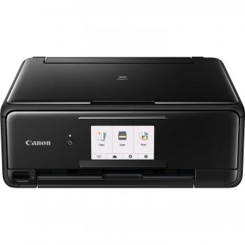 Impresora Multifuncional Canon PIXMA TS8150 Negra con Wifi, Dúplex, Escaneo 2400*4800, Inyección de Tinta y Capacidad para Imprimir en CD/DVD - Cartuchos 580BK/581BK/C/M/Y/PB