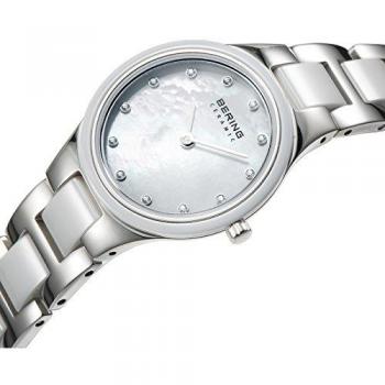 Reloj de Cuarzo para Mujer Bering 32327-701, Cerámica y Acero Inoxidable, Esfera Blanca Minimalista, 27mm, Resistente al Agua 5 ATM