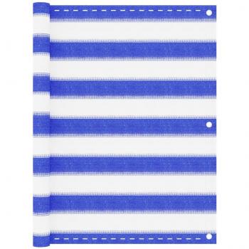 Toldo de balcón azul y blanco 75x300 cm en HDPE