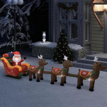 vidaXL Christmas Inflatable Santa and Reindeer Decoration LED 490 cm