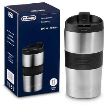 Taza de viaje De'Longhi DLSC074 de acero inoxidable con funda de silicona, color plata