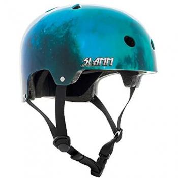 Casco Slamm Logo Nebula S/M 53-56 cm, acolchado de doble tamaño para un ajuste óptimo, 11 agujeros de ventilación, hoja de calcomanías, núcleo interior EPS de alta densidad y carc