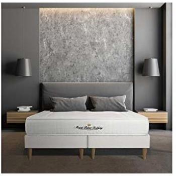 Conjunto Royal Palace - Base tapizada blanca + Colchón viscoelástico 180x200 cm, firmeza alta, altura 20 cm