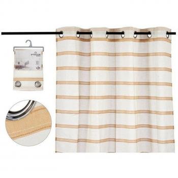 Cortina Visillo Rayas Marrón Poliéster 140 x 260 cm
