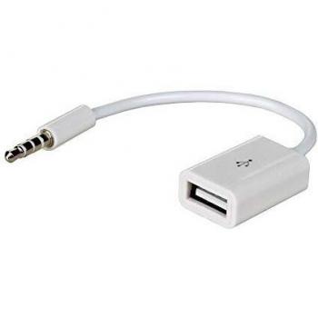 akyga AK de AD de 24  - Adaptador de cable mini jack 3.5 a USB, hembra, Blanco