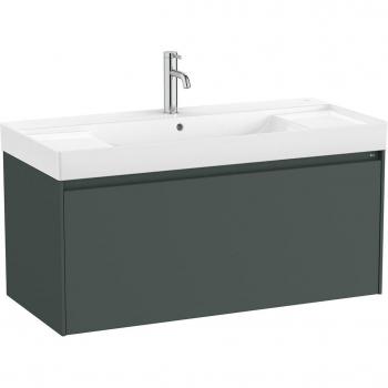 Mueble de baño Roca Ona con 1 cajón y lavabo, acabado verde mate