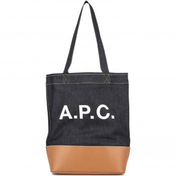 A.P.C. Men's Axel Denim Tote Bag in Blue - Color: M61444CAF, Material: Denim, Size: One Size, Style: Unisex