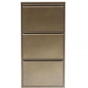 Zapatero Caruso de bronce con 3 compartimentos para 6 pares de zapatos, montaje en pared, dimensiones 103 x 50 x 14 cm
