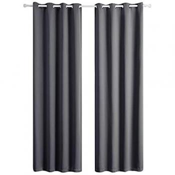 Bedsure Cortinas Opacas Térmicas Aislantes - Cortinas Salon 2 Piezas Acustica y Antiruido, Cortina Protección Solar y Anti Luz 140x220, Gris Oscuro