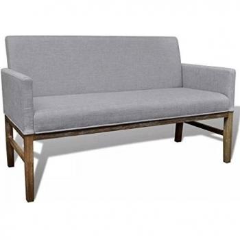 Banco acolchado de madera de caucho, Gris claro