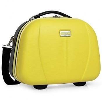 JASLEN - Neceser Grande de Viaje rígido abs, Maleta de Aseo. Cinta para Trolley. Separador Interior con Espejo. Duradero. 56525, Color Amarillo-Plata