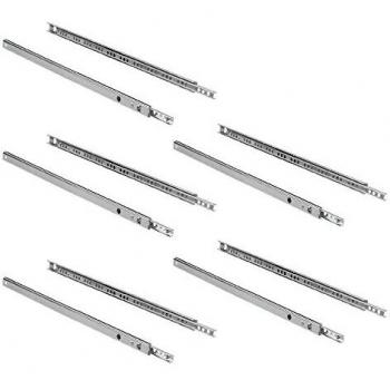 EMUCA Guías Laterales para cajones con rodamiento de Bolas 17mm x 374mm, extracción Parcial, Pack de 5 guías