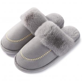 Lastia Mujer Invierno Fur Zapatillas de Estar Cerradas Calienta Pantuflas, para interior o exterior