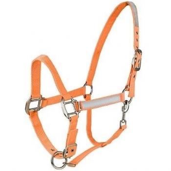 Horze Halter reflectante - Tamaño: de saltos con trabilla para color: naranja