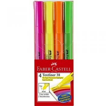 Faber-Castell 157704 - Blíster con 4 marcadores fluorescentes Textliner 38