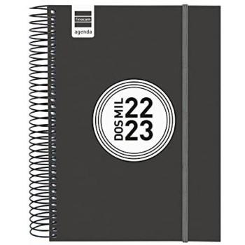 Agenda Finocam 2022-2023 Negra (1 Día Página, 17 x 21,2 x 2,5 cm)