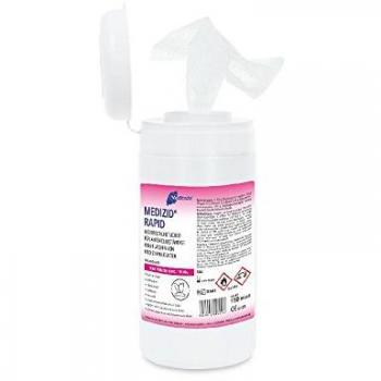 meditrade 00941d medizid Rapid Toallitas desinfectantes, 15 cm Ancho x 18 cm de longitud, PE dispensador, 12 latas de 150 Pañuelos