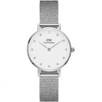 Daniel Wellington Petite Lumine Pressed Sterling 28mm Silver Mesh Quartz Watch