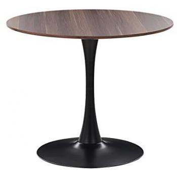 Mesa de Comedor Beliani 90 cm en MDF negro con base de metal, capacidad para 4 personas, diseño industrial y madera oscura