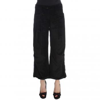 Ermanno Scervino Women's Black Velvet Cotton Capri Bootcut Pants - IT40|S