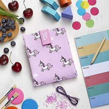 Roll'eat ® | Bolsa Merienda, Porta Bocadillos con Envoltorio Reutilizable, Porta Alimentos Ecológico sin BPA, Bolsa de Tela, Color Unicorns - Boc'n'Roll Animals