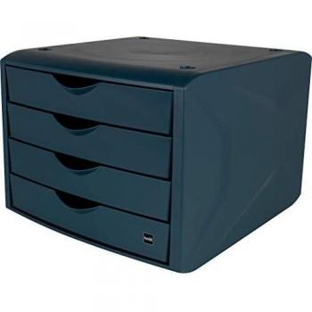 Cajón con tope de extracción 4 cajones azul H215xA265xP332mm Helit
