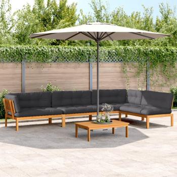 5-Piece Acacia Wood Garden Pallet Sofa Set with Cushions
