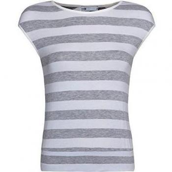 oodji Collection Mujer Camiseta de Tirantes a Rayas, Gris, ES 46 / XXL