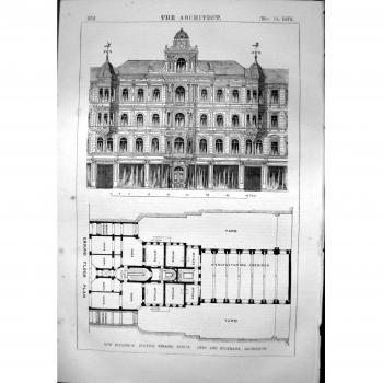 Impresión Antigua de los Nuevos Arquitectos 1871 de Zentral Strausse Berlín Ende Bockmann de los Edificios
