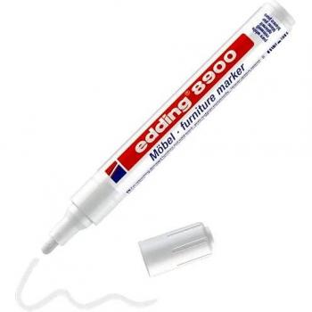 Edding 8900 Marcador para Muebles Blanco Puro, Punta de 1.5-2 mm, Blister de 1 Pieza