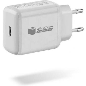 Cargador USB-C 20W PcCom Essential con Cable Blanco