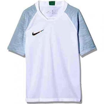 NIKE B Nk BRT Strke Top SS Camiseta, Niños, White/White/Silver Pine/Iridescent, M