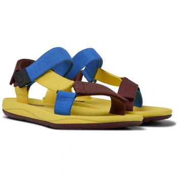 CAMPER Match Sandals for Men - Burgundy, Yellow, Blue, Size 41, Cotton Fabric