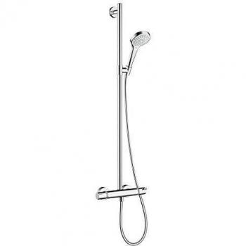 Hansgrohe 27249400 Croma Select S Multi set de ducha con termostato, 3 tipos de chorro, ahorro de agua, blanco/cromo