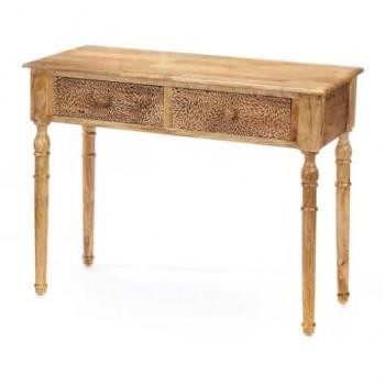 Recibidor con 2 Cajones Marrón Madera de mango 98 x 77 x 42 cm Hojas