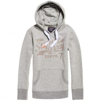 Superdry Tokyo 7 Rstone College Entry Hood, Sudadera para Mujer, Gris