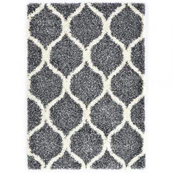 vidaXL Alfombra Bereber Peluda PP Azul y Beige 140x200cm Decoración Casa Hogar Flequillos Hechos a Mano Tradicional Moderna Elegante Suave Duradera