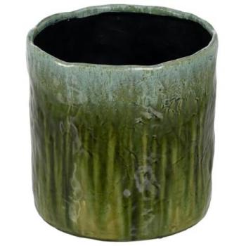 Macetero Decorativo Verde de Cerámica 31 x 31 x 31 cm - Hogar Moderno