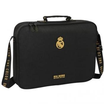 Cartera Escolar Real Madrid 3ª Equipación, 38 x 28 x 6 cm, color negro, maletín portatodo, cómoda y versátil, calidad y resistencia, unisex para niños