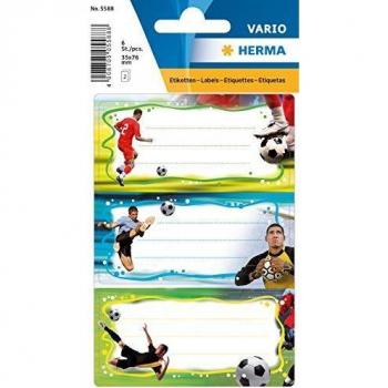 Etiquetas Autoadhesivas HERMA Vario de Fútbol, 76x35 mm, Brillantes, Paquete de 2 Hojas