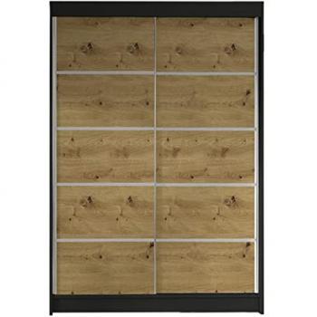 Armario Corredero Atlanta 150, Negro, 200x120x58cm, 5 Estantes