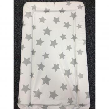 Cambiador de bebé, impermeable, unisex, con bordes elevados, blanco con estrellas grises