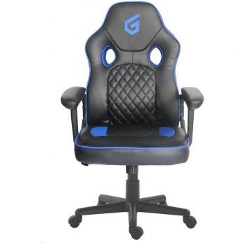 Conceptronic EYOTA03B Silla Gaming Negra/Azul con Reposabrazos Acolchados, Mecanismo de Mariposa, Base de Nylon y Recubrimiento PU de Alta Calidad,