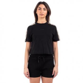 Camiseta de Manga Corta Guess con Logo Lateral Relaxed Fit Negra para Mujer
